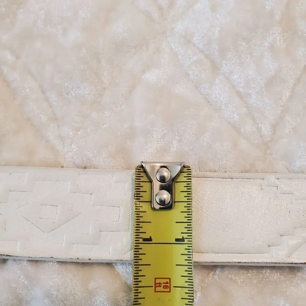 MILOR‎ Women's Leather Belt Size ML White  Aztec Print